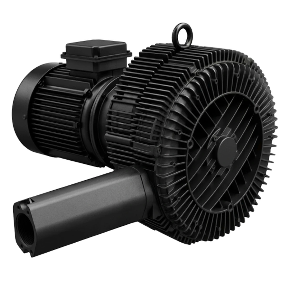 Regenerative blower for biogas, three-quarter view
